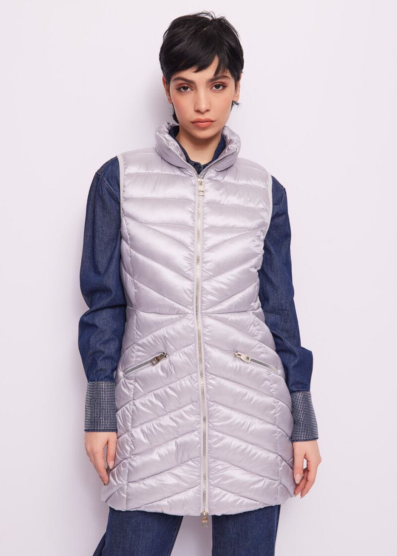Gilet long rembourré en nylon
