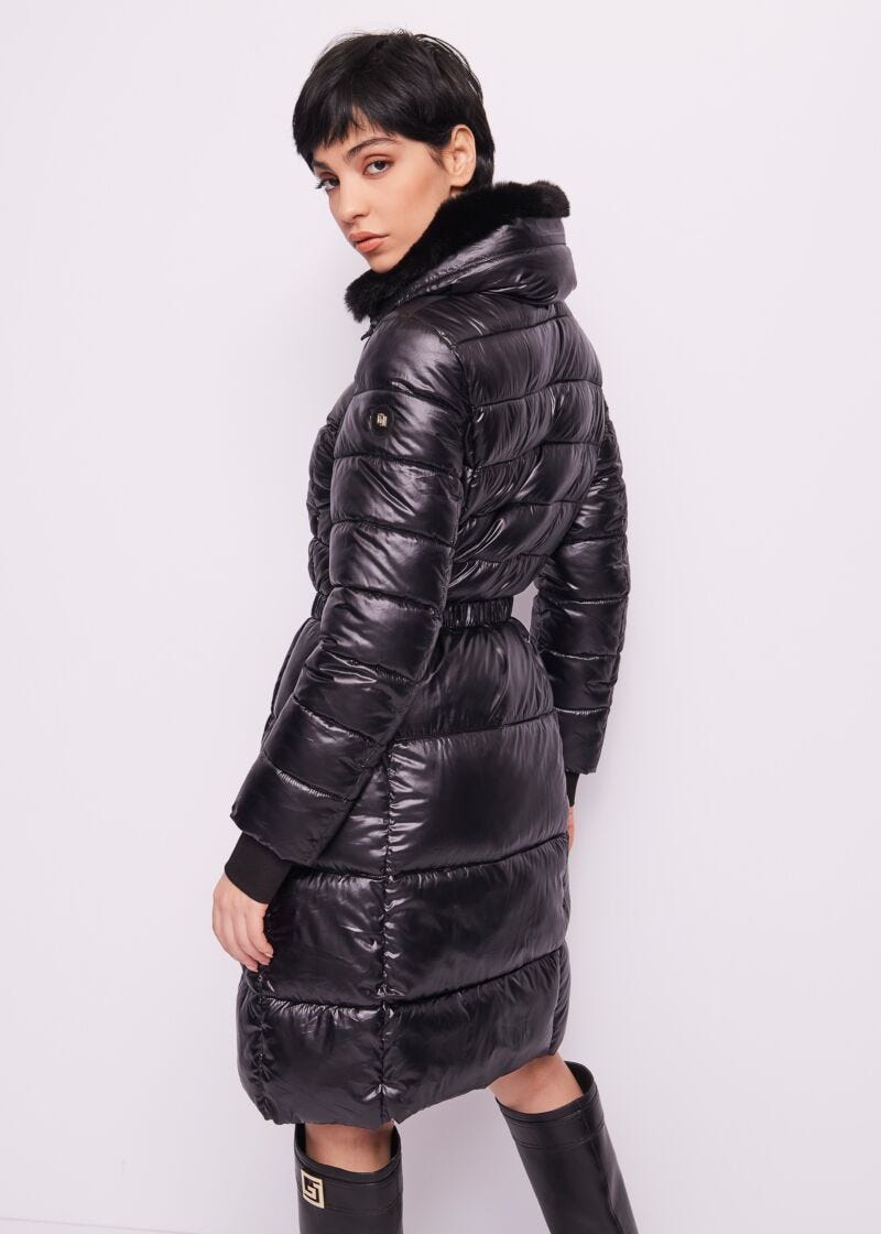 Black nylon down jacket