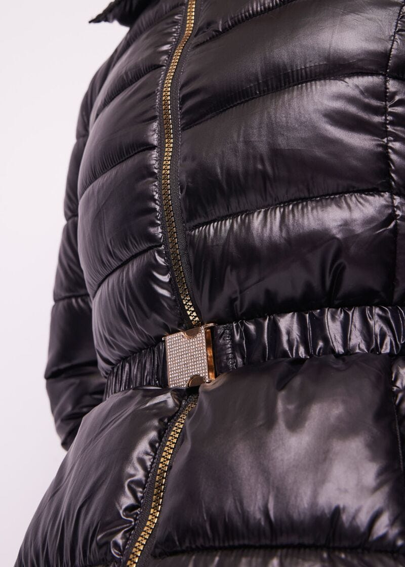 Black nylon down jacket
