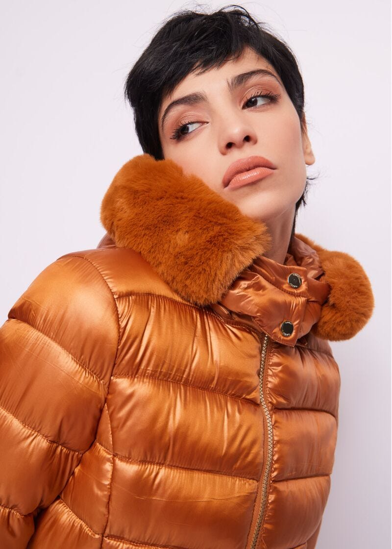 Doudoune marron en nylon