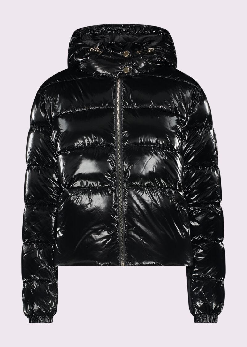 Black nylon down jacket