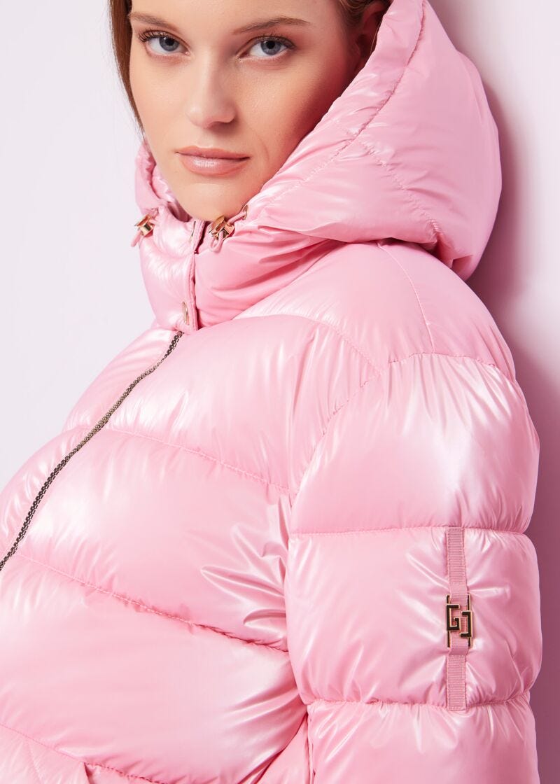 Pink nylon down jacket