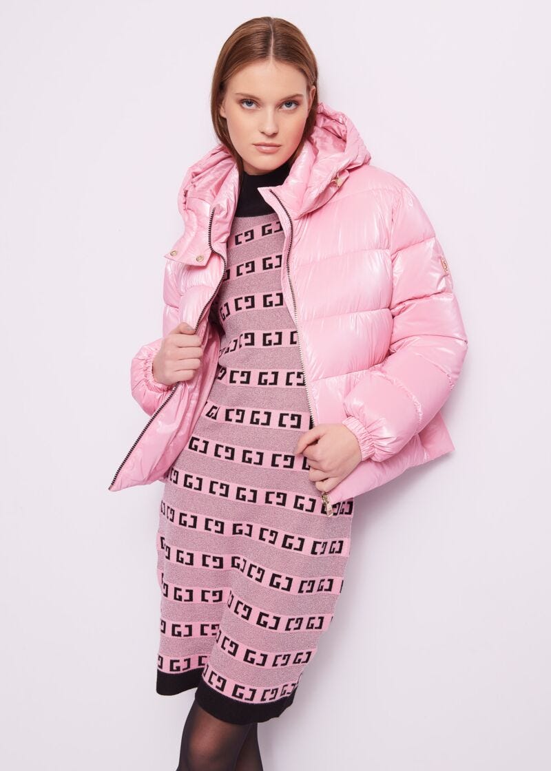 Pink nylon down jacket