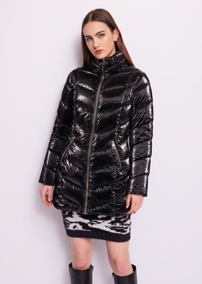 Black nylon down jacket