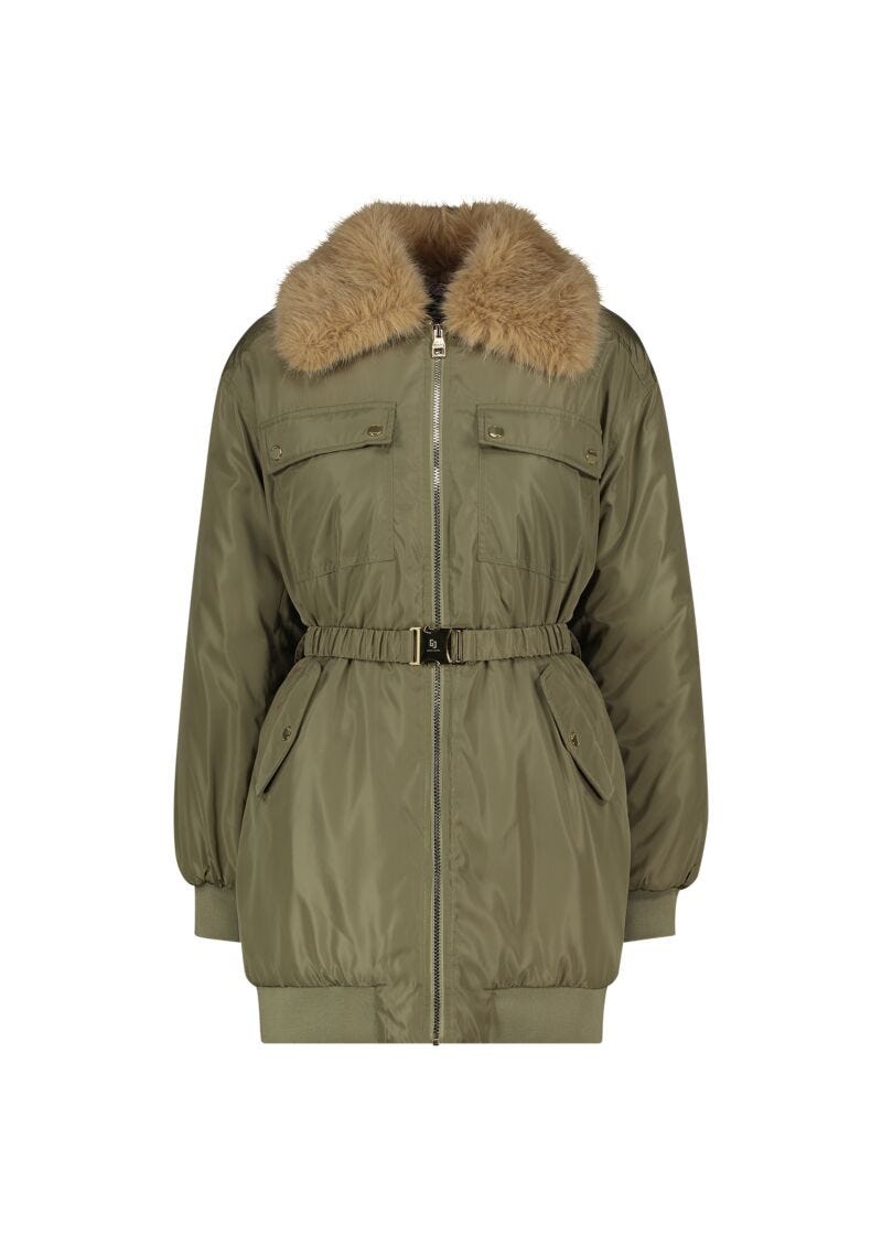 Green nylon down jacket
