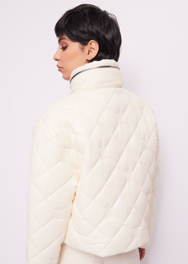 Piumino in nylon bianco con logo