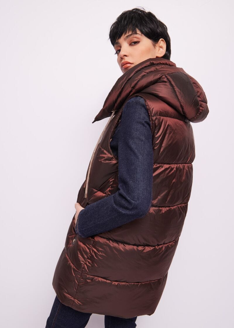 Brown nylon padded gilet