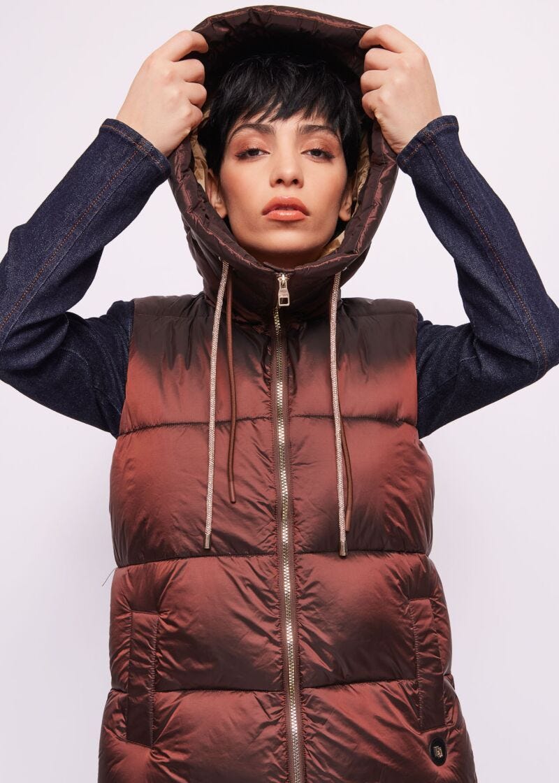 Brown nylon padded gilet