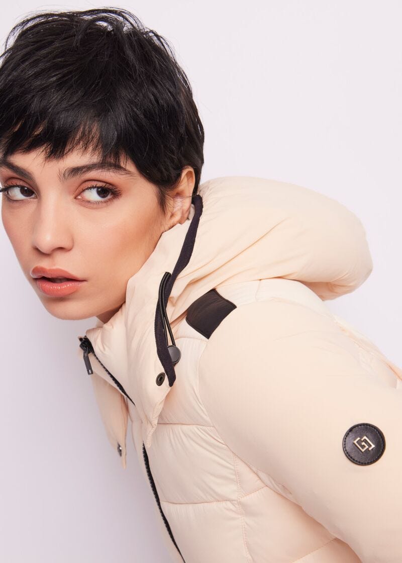 Long nylon down jacket