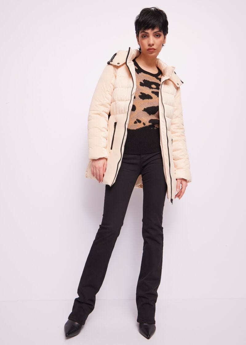 Long nylon down jacket