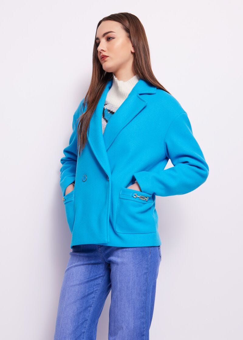 Cappotto corto blu
