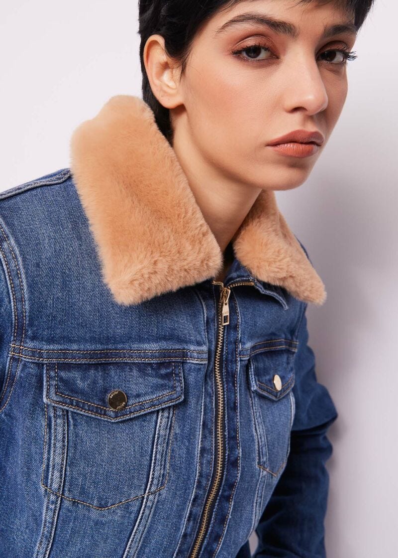 Chaqueta en dénim de algodón con cremallera