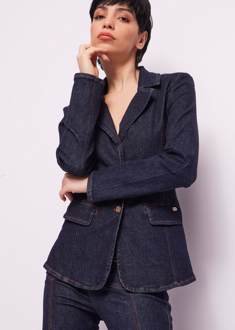 Blazer en denim de coton