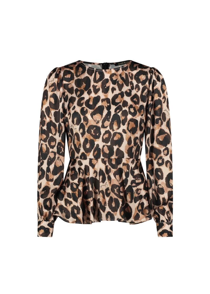 Blusa animalier in raso