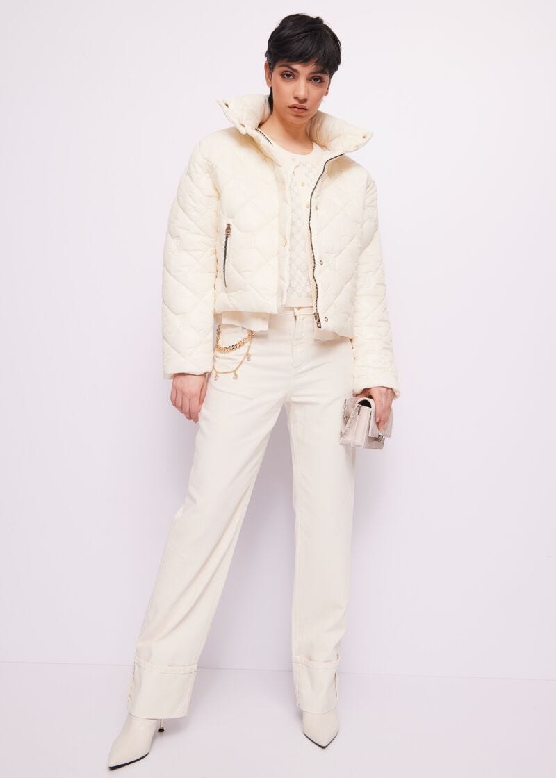 Gilet in maglia con logo e strass