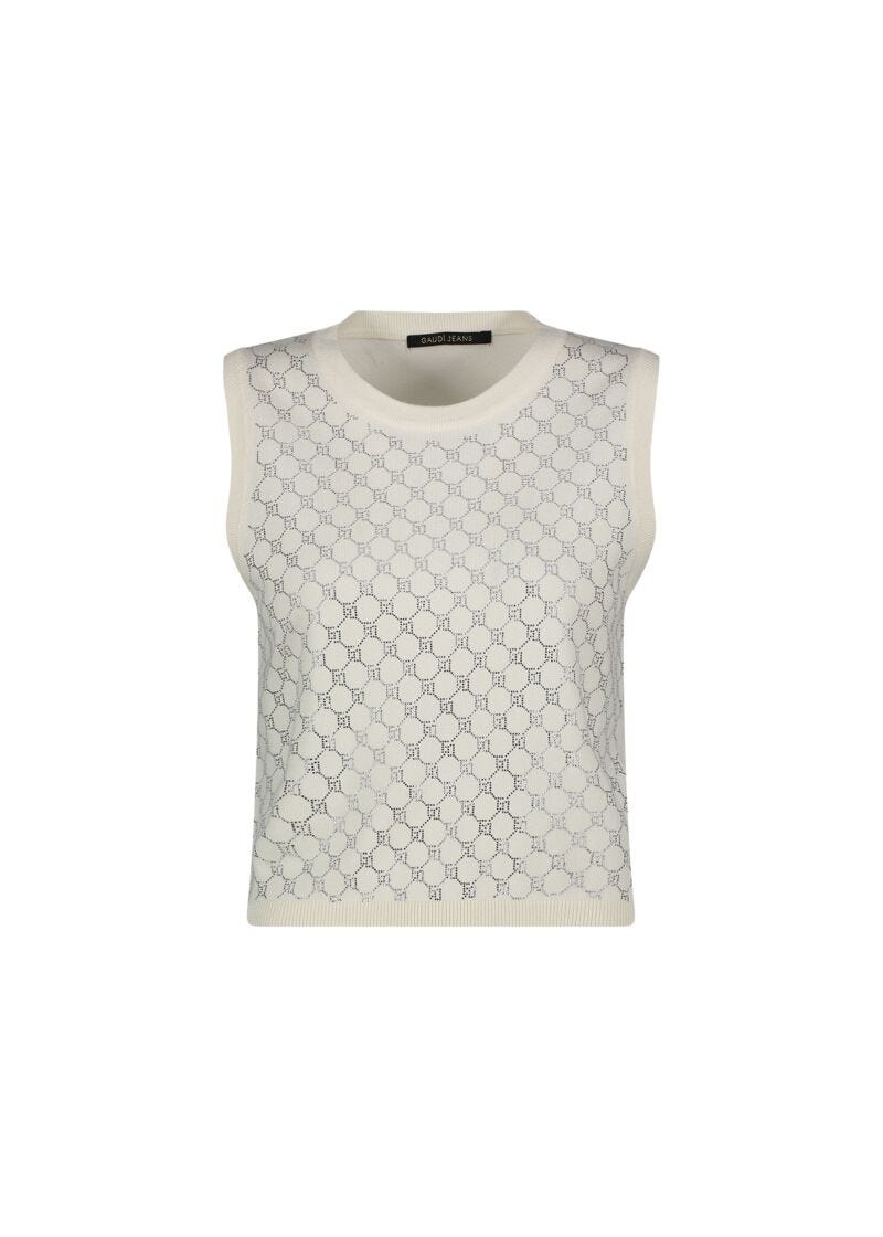 Gilet in maglia con logo e strass