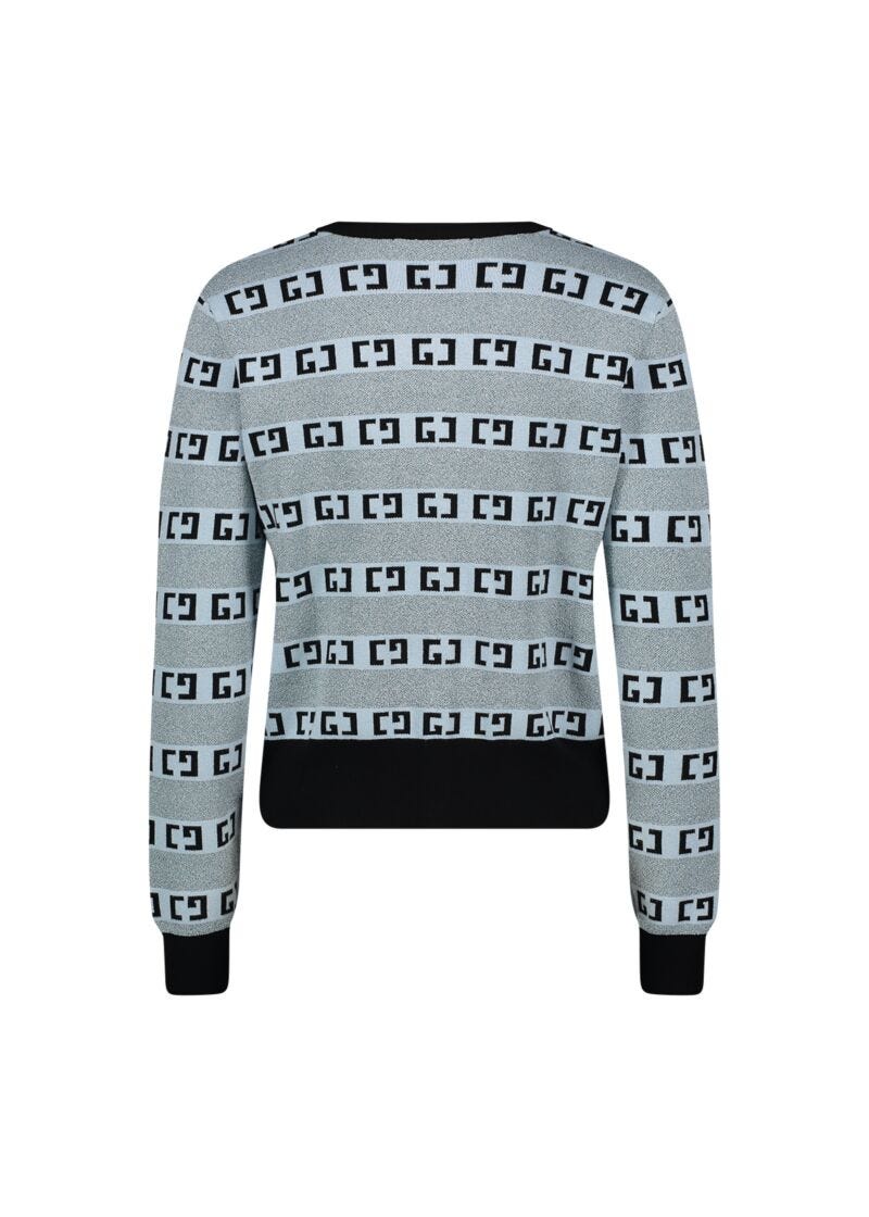 Light blue cardigan with jacquard logo