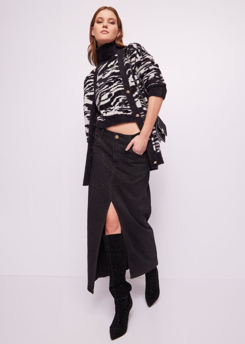Cardigan jacquard animalier