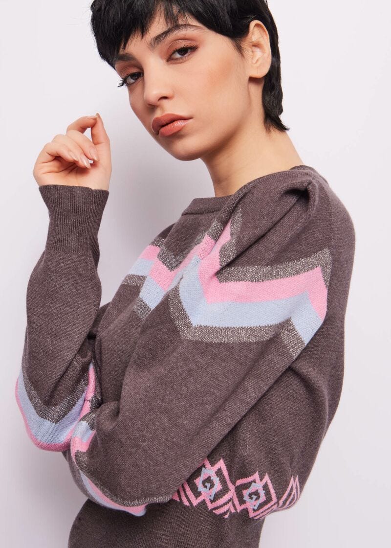 Maglia girocollo jacquard