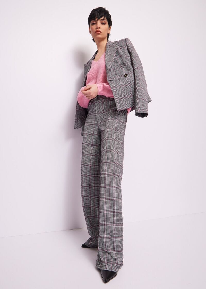 Jersey rosa acanalado fino