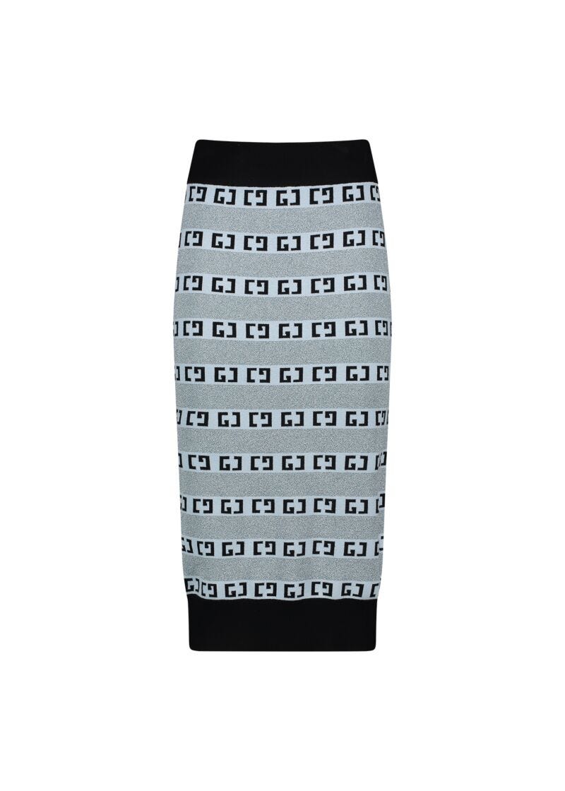 Light blue jacquard logo skirt