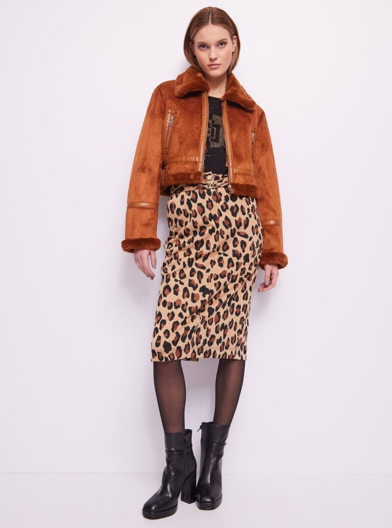 Jupe jacquard motif animalier