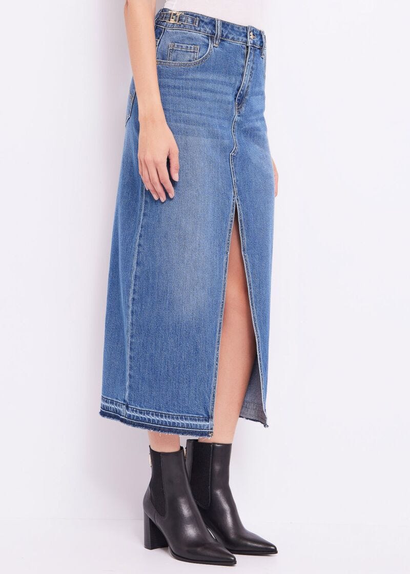 Jupe en denim de coton mélangé