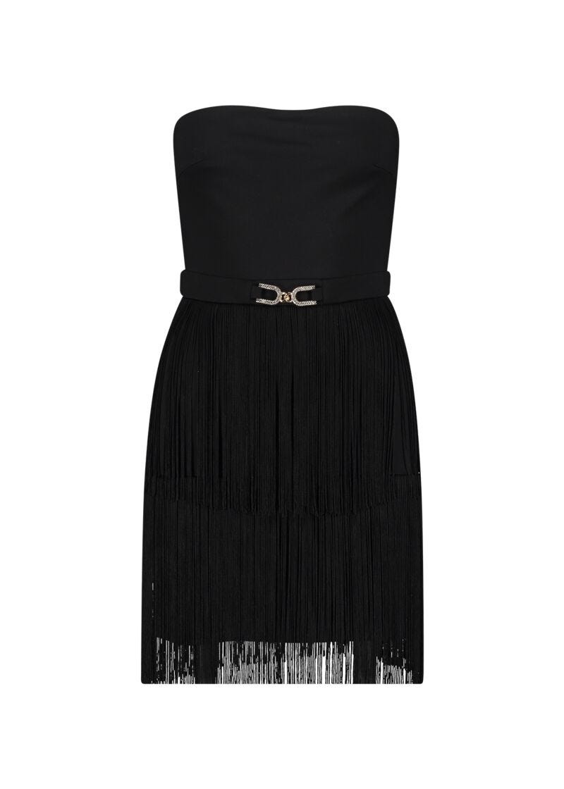 Mini-robe noire avec franges