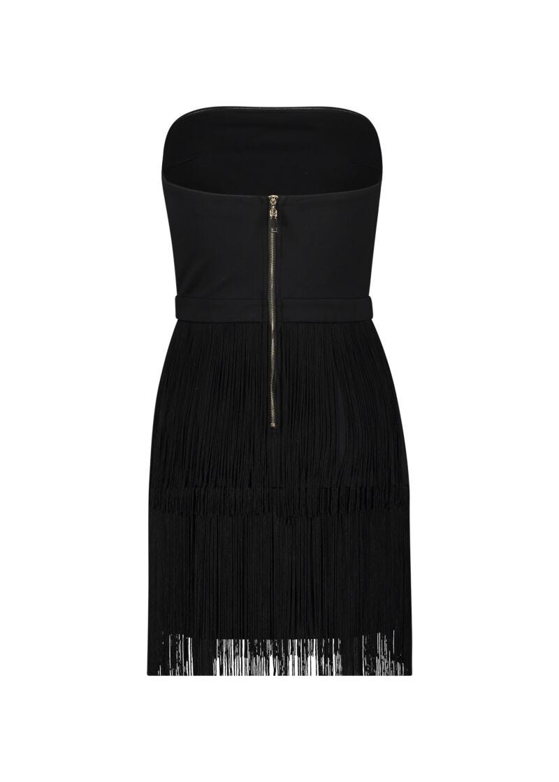 Mini-robe noire avec franges