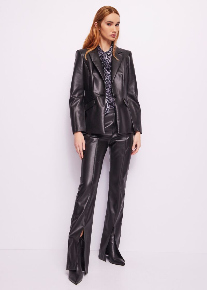 Black leatherette trousers