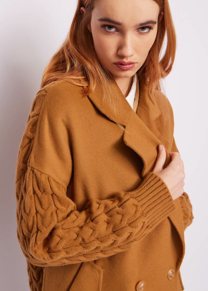 Brown woolblend caban jacket