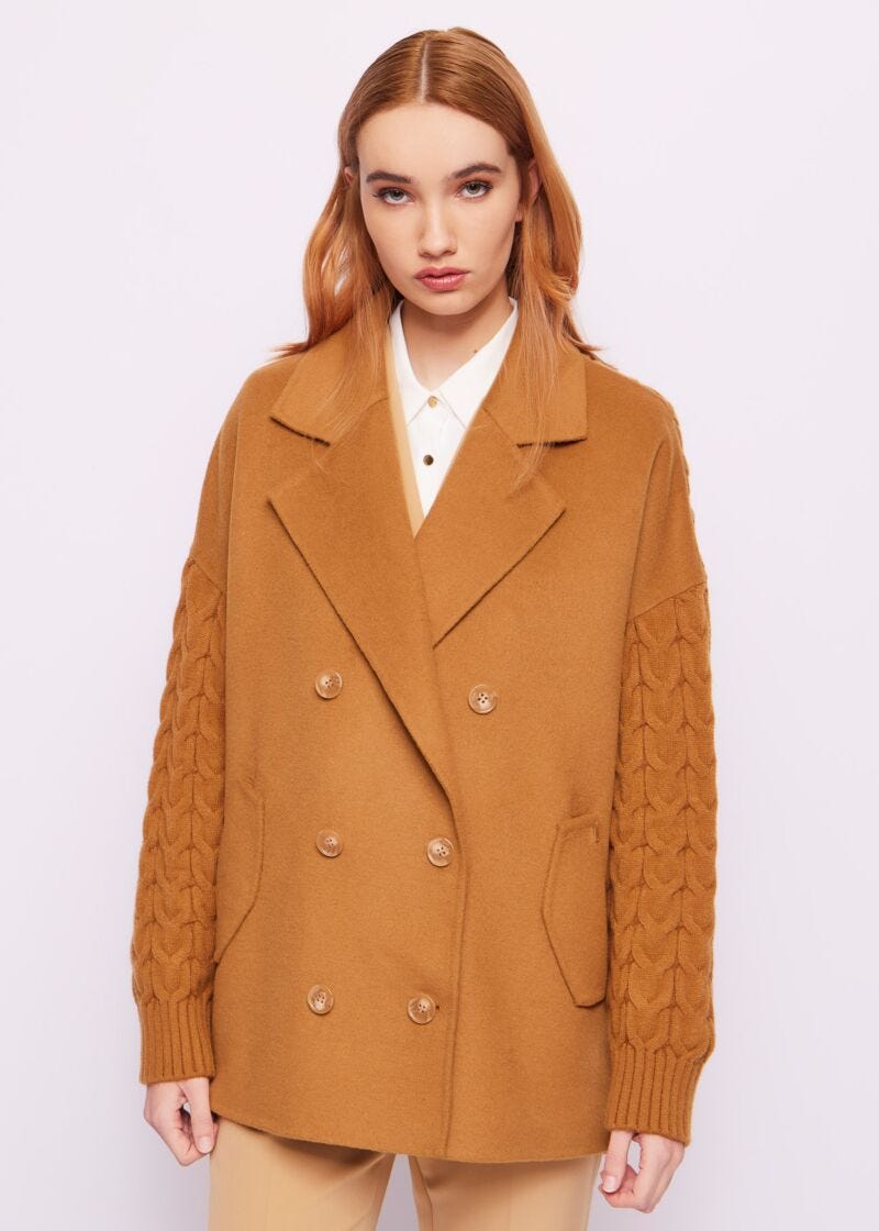 Brown woolblend caban jacket
