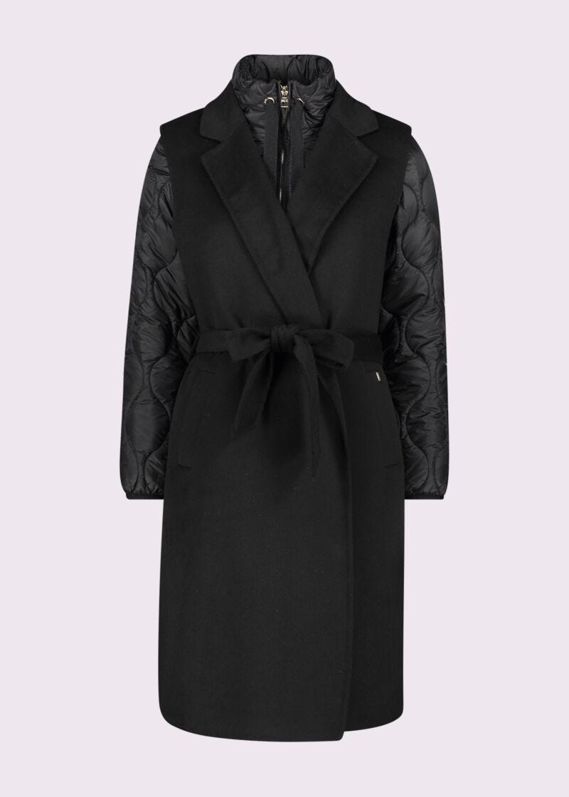 Manteau noir en laine mélangée