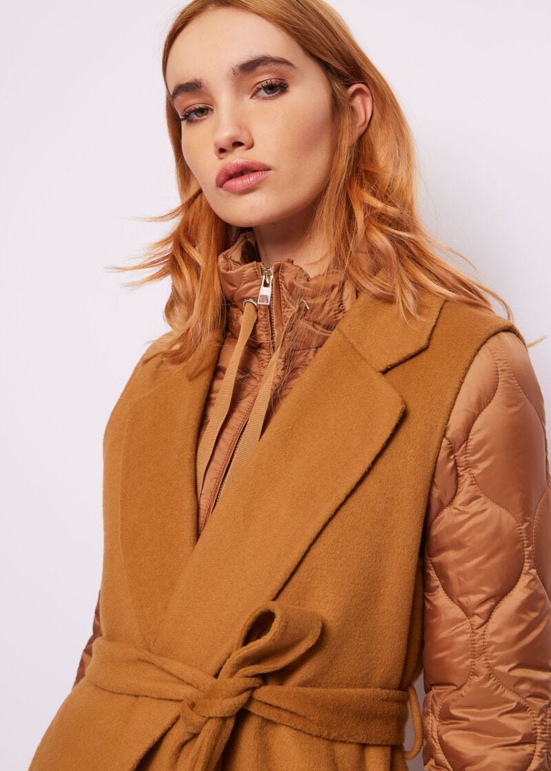 Manteau marron en laine mélangée