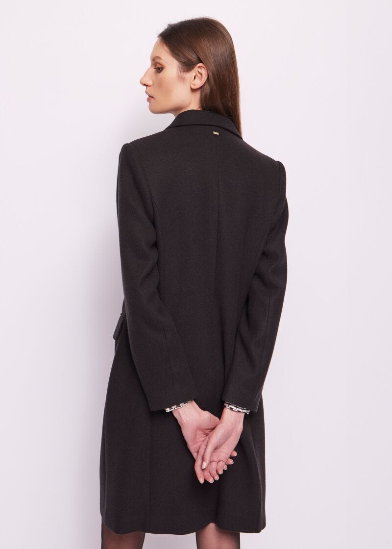 Woolblend fringed coat
