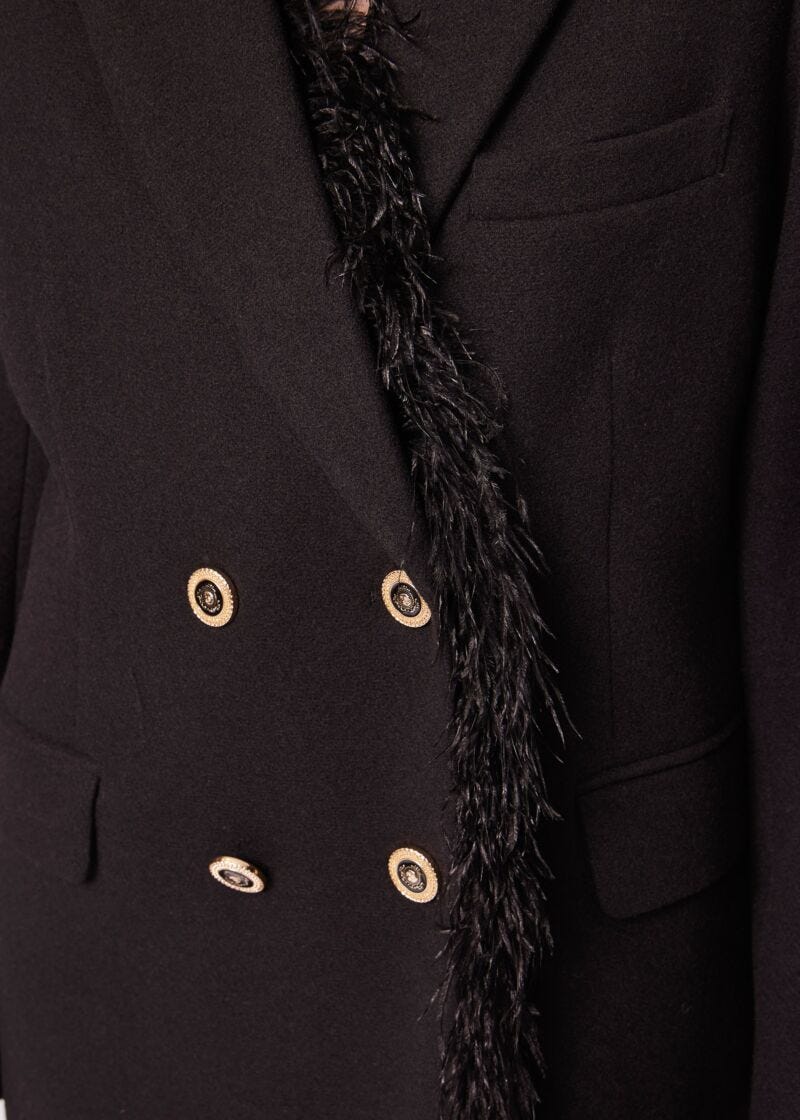 Woolblend fringed coat