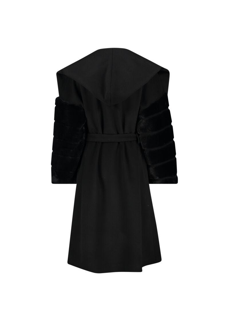 Manteau en drap avec fourrure synthétique