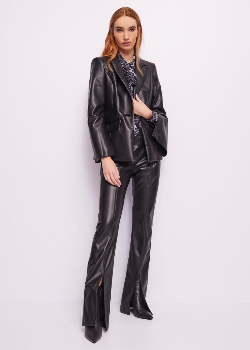 Blazer nero in similpelle