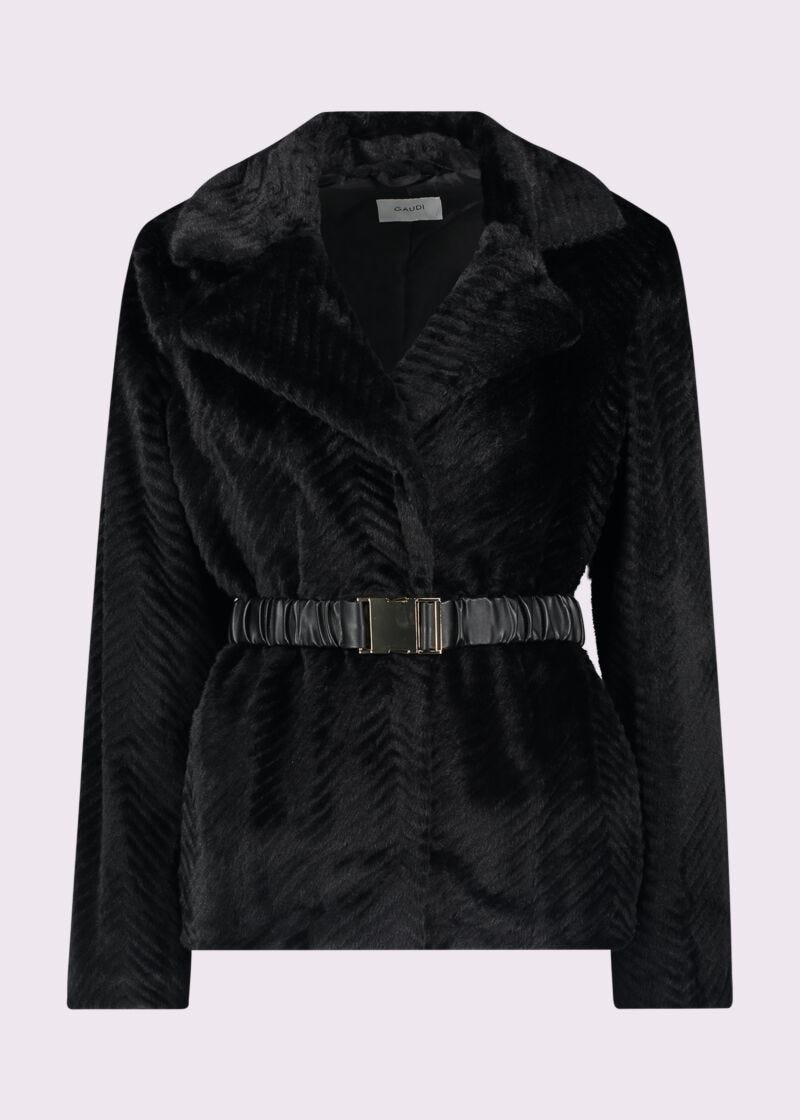 Blazer noir en fourrure synthétique