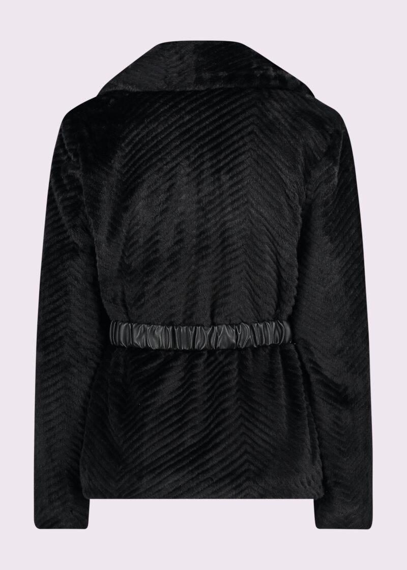 Blazer noir en fourrure synthétique