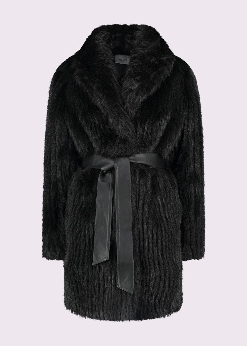 Manteau en fourrure synthétique noire