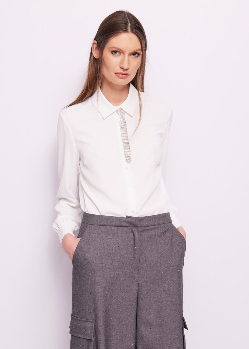 Chemise blanche en crêpe de Chine
