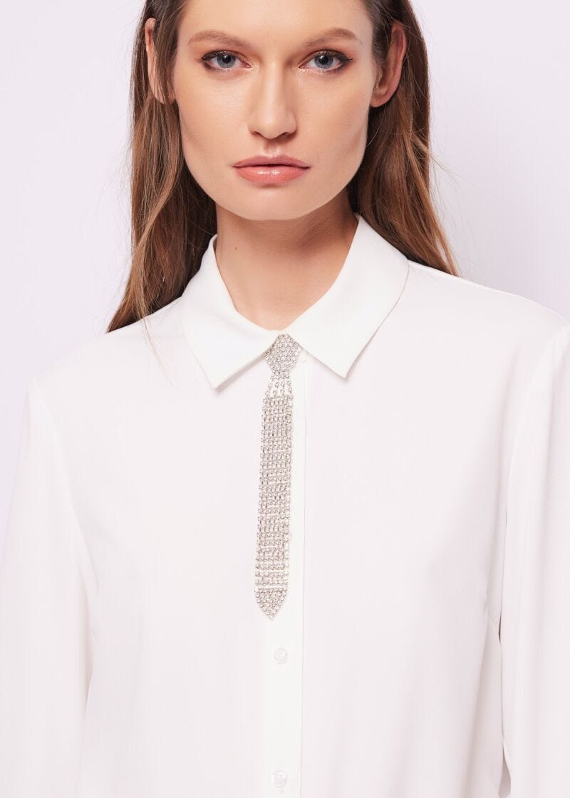 Chemise blanche en crêpe de Chine