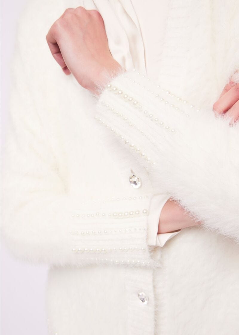 Cardigan bianco in maglia