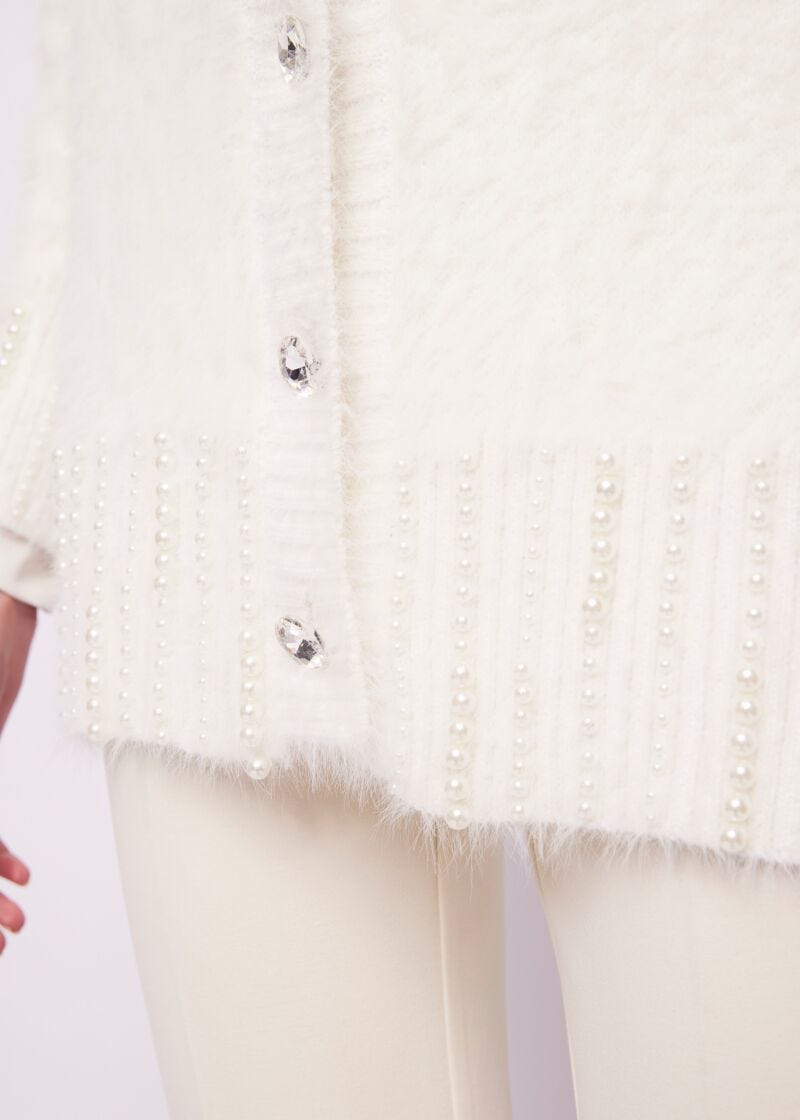 Cardigan bianco in maglia