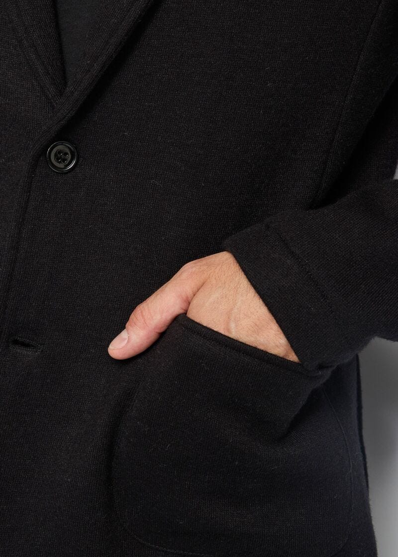 Black singlebreasted knit blazer