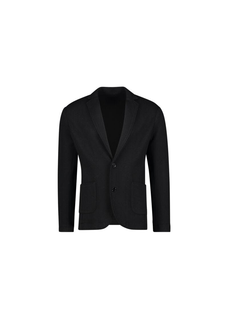 Black singlebreasted knit blazer