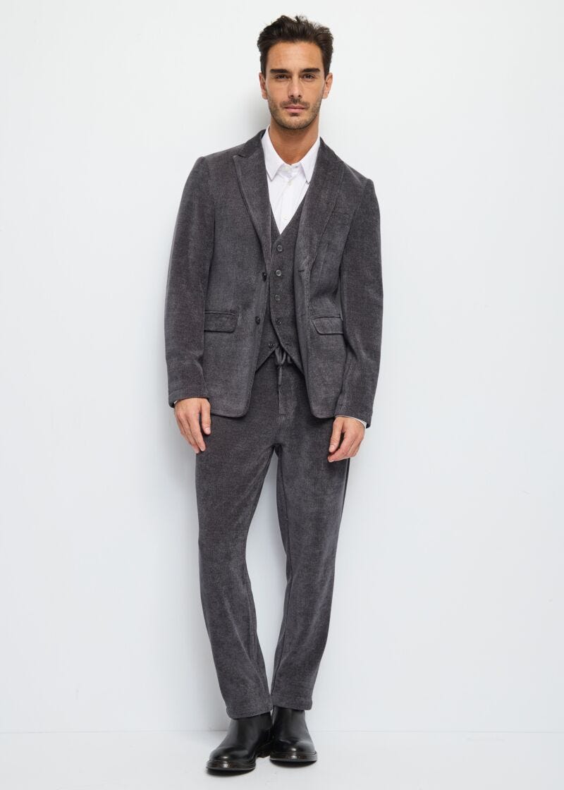 Gilet gris en velours