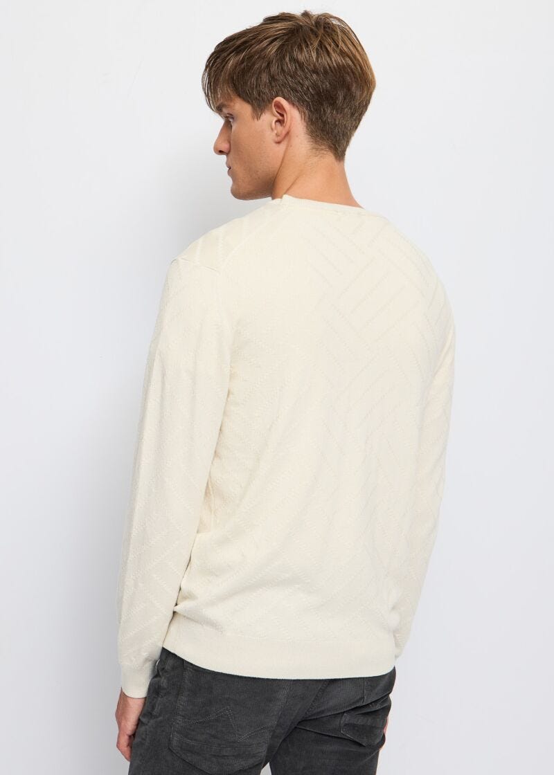 Jersey blanco de cuello redondo