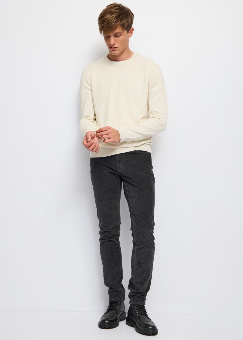 Jersey blanco de cuello redondo